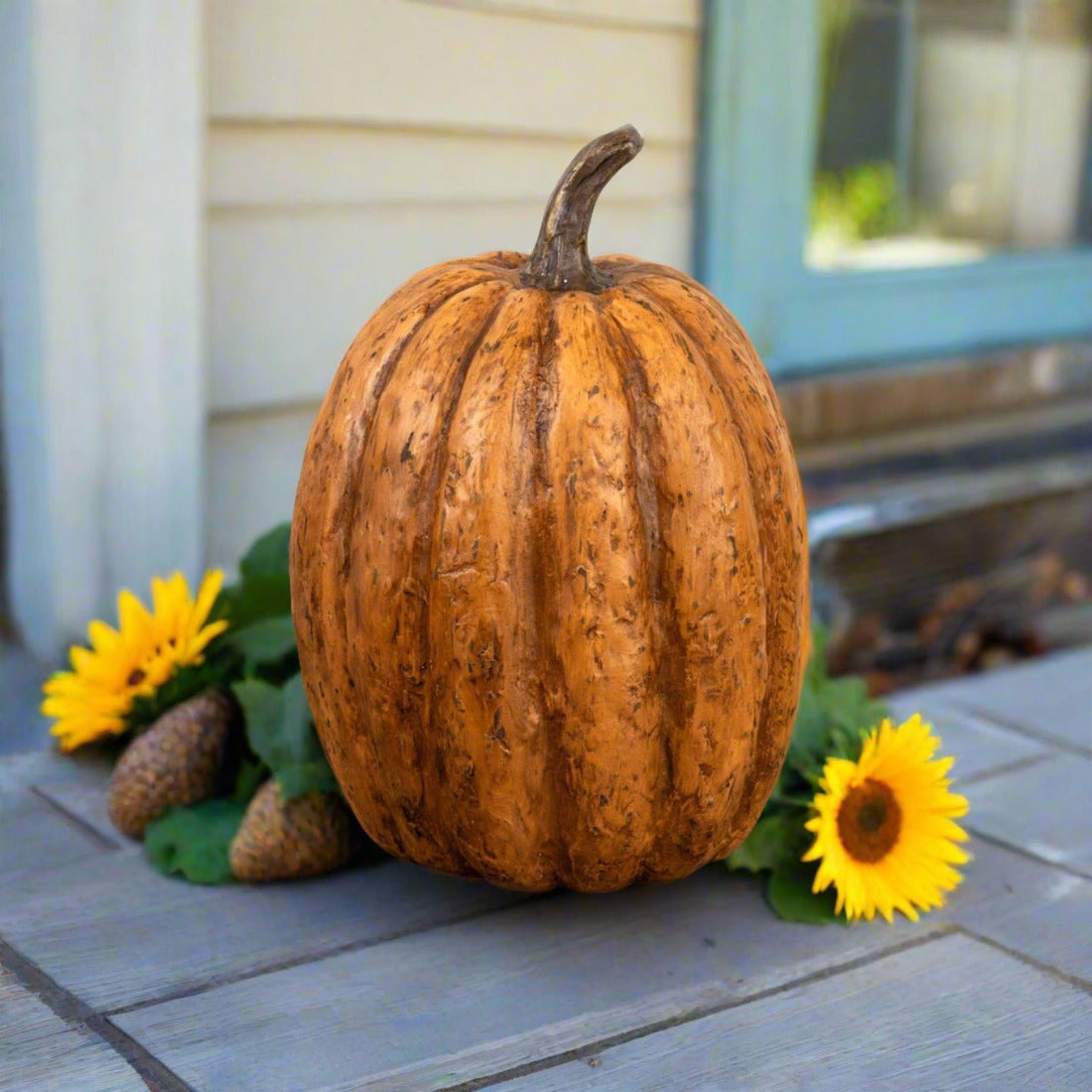 Ragon House Halloween Fall 14” Tall Terracotta Pumpkin - The Primitive Pineapple Collection