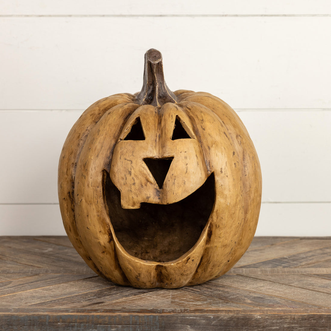 Halloween Fall Ragon House Collectable 15” Beige Big Mouth Pumpkin Luminary