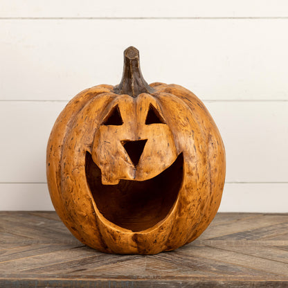 Halloween Fall Ragon House Collectable 15” Terracotta Color Big Mouth Pumpkin Luminary