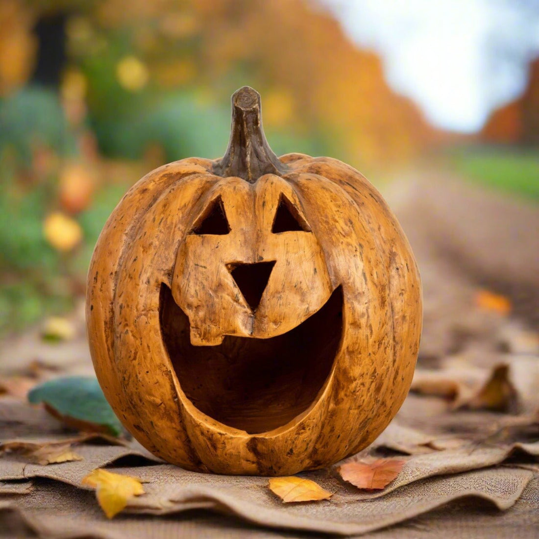 Halloween Ragon House Collectable 15” Terracotta Color Big Mouth Pumpkin Luminary - The Primitive Pineapple Collection