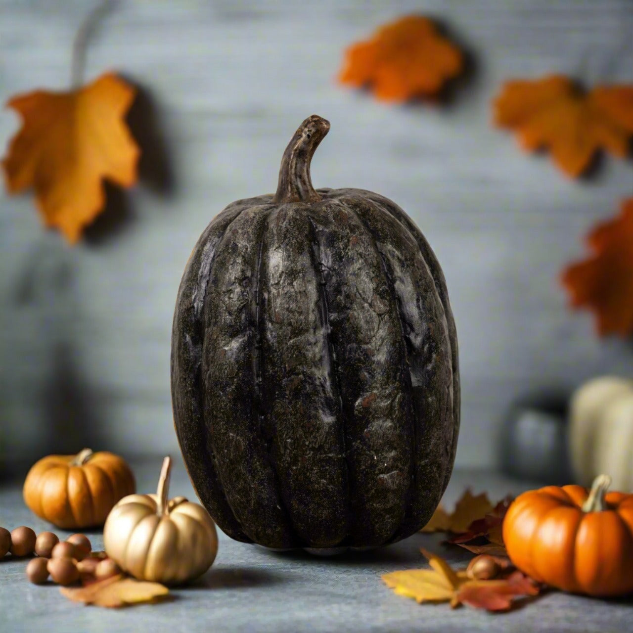 Ragon House Halloween Fall 7.5” Tall Black Pumpkin