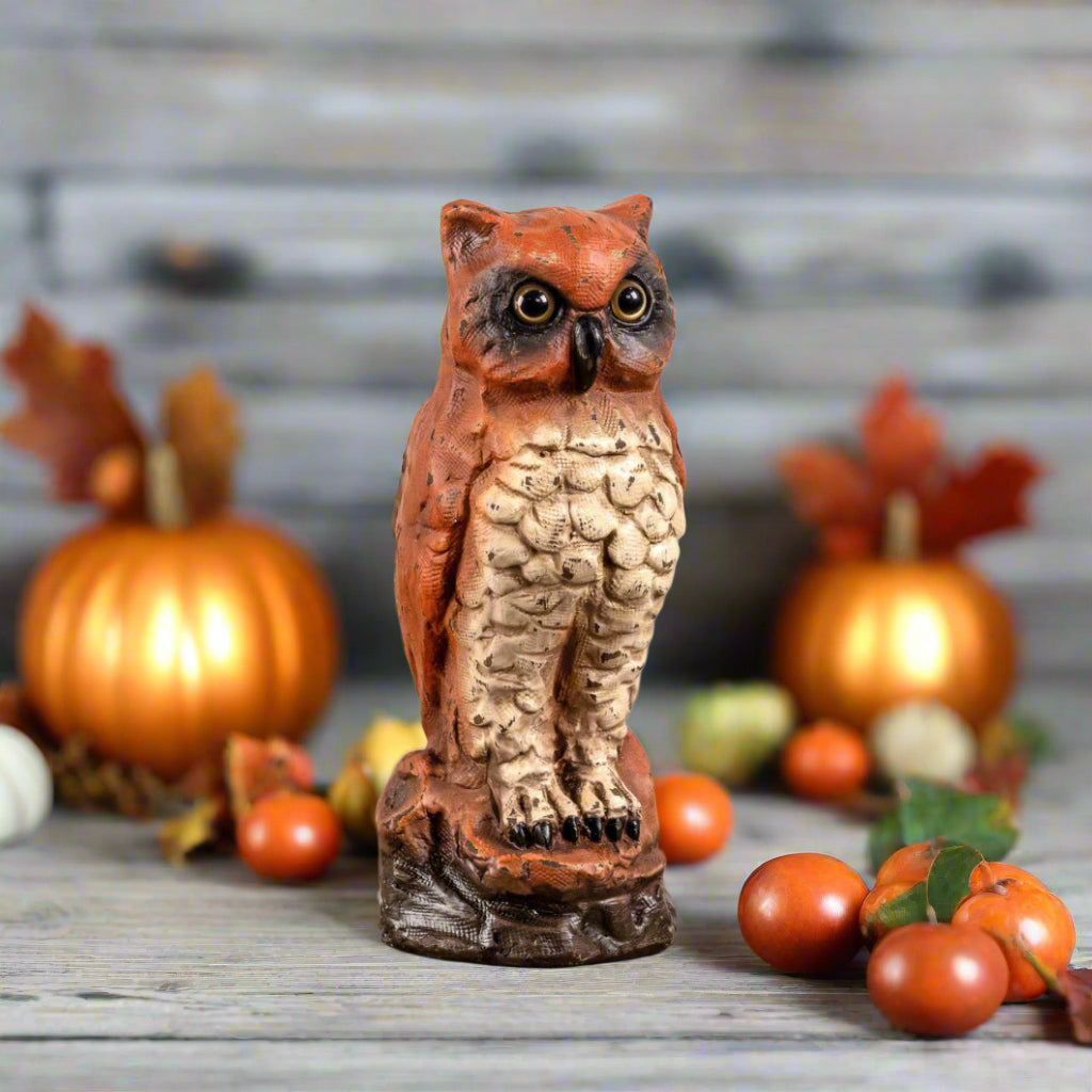 Fall Ragon House Collectable 10” Vintage Orange Owl Centerpiece Figurine - The Primitive Pineapple Collection