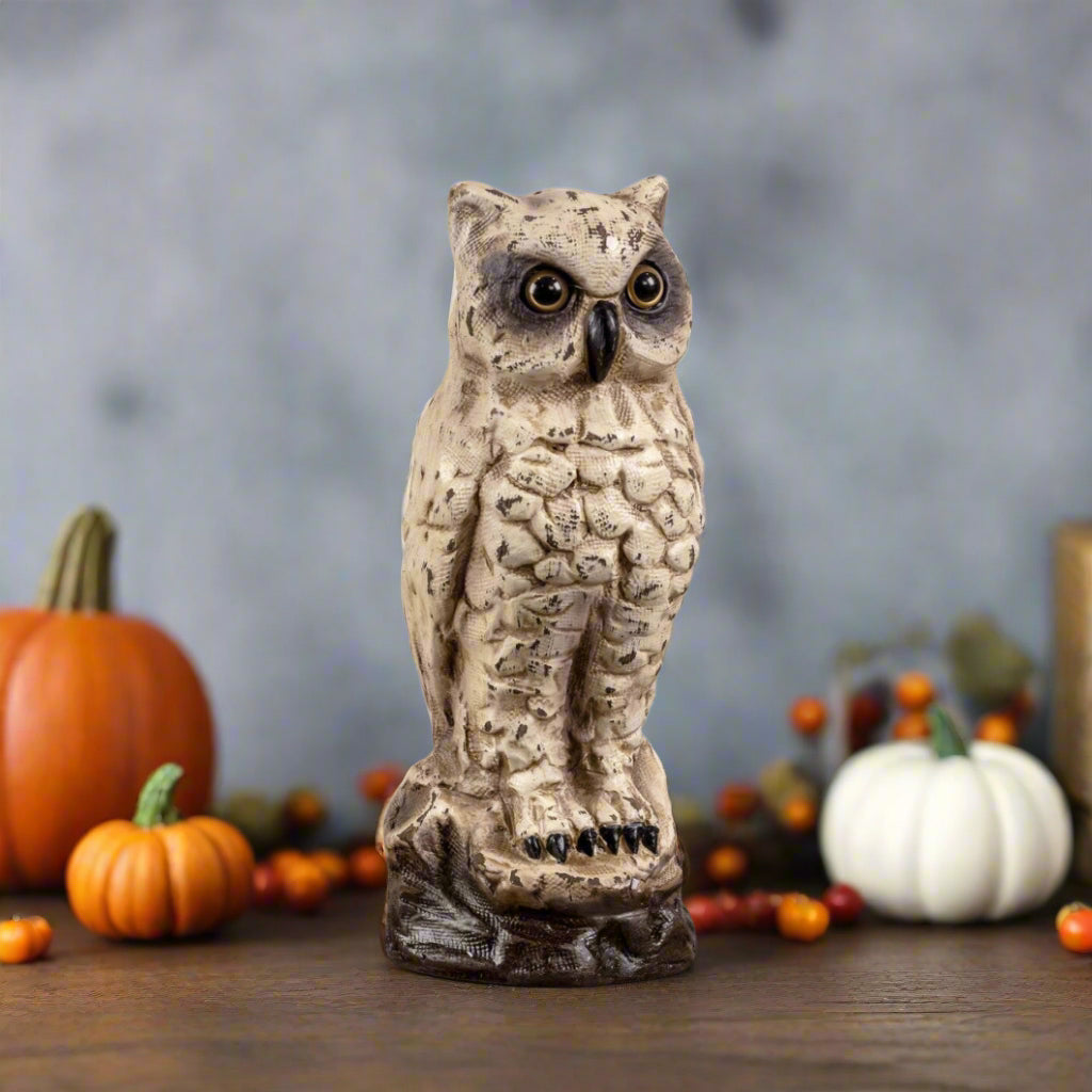 Fall Ragon House Collectable 10” Vintage White Owl Centerpiece Figurine - The Primitive Pineapple Collection