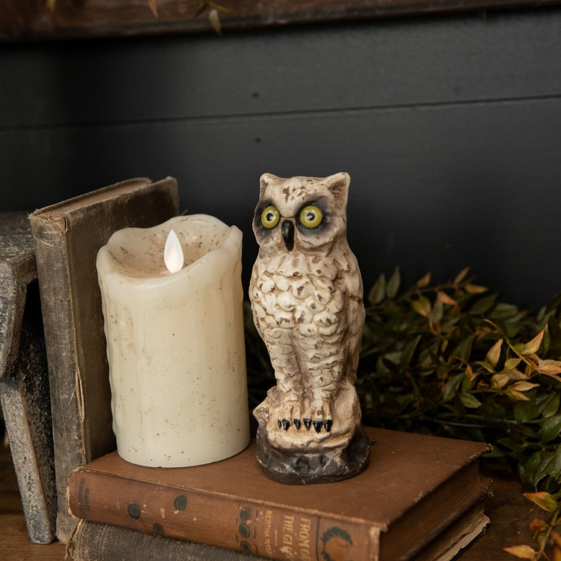 Fall Ragon House Collectable 6” Vintage White Owl Centerpiece Figurine - The Primitive Pineapple Collection