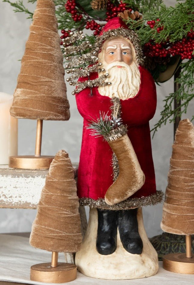 Ragon House Christmas Vintage Look 16.5" Red Velvet Belsnickle Santa - The Primitive Pineapple Collection