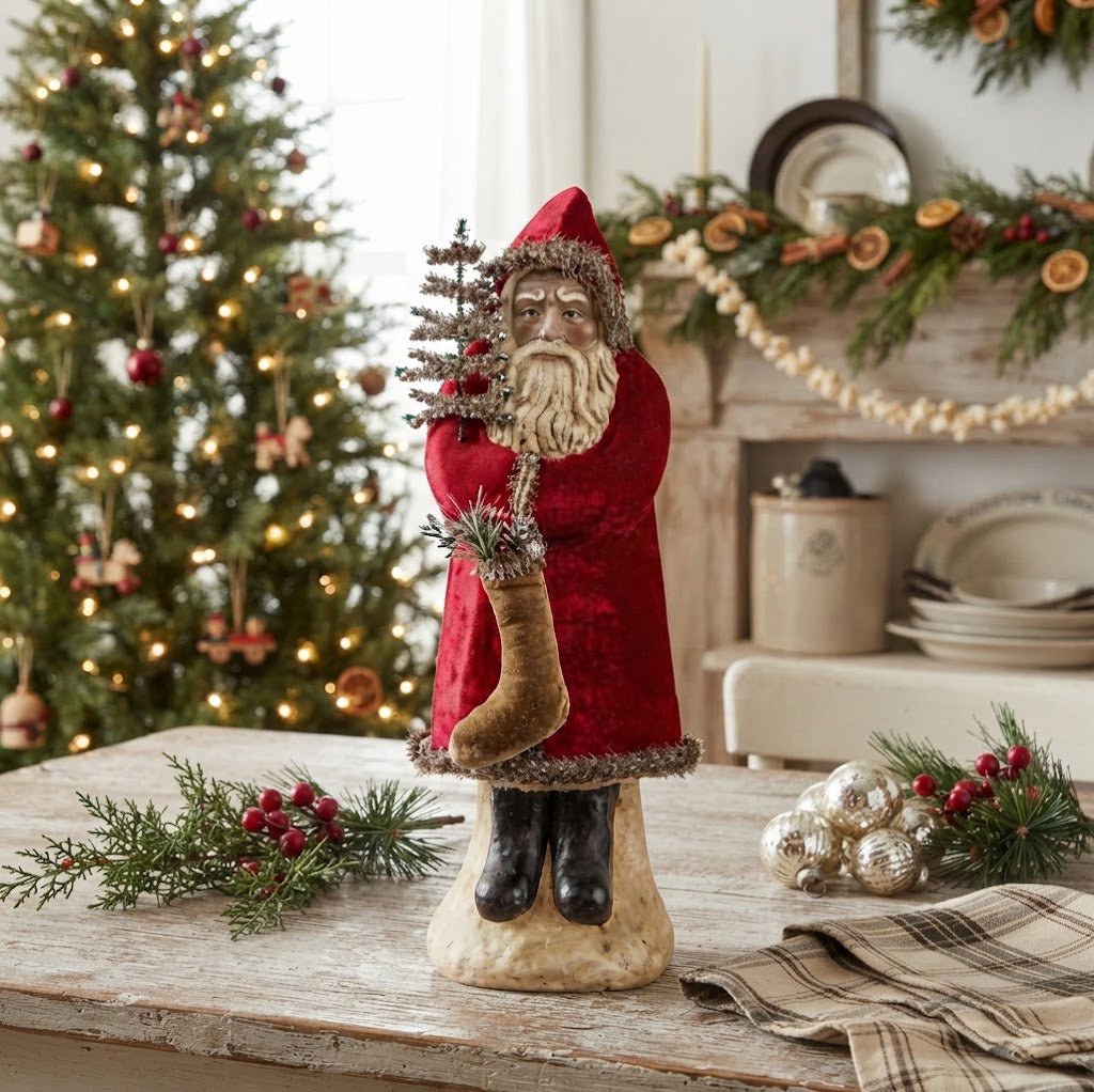 Ragon House Christmas Vintage Look 12" Red Velvet Belsnickle Santa - The Primitive Pineapple Collection