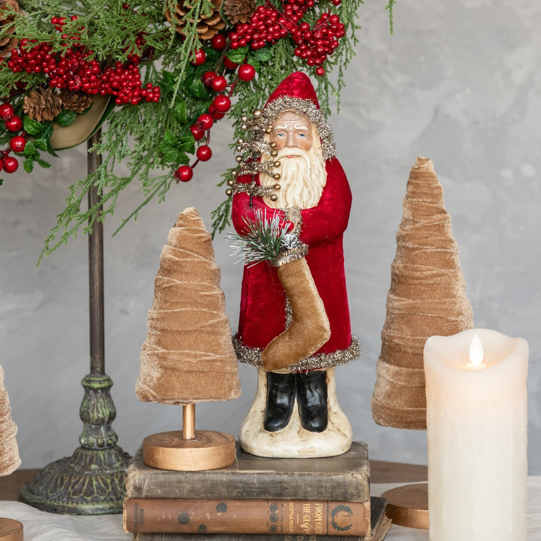 Ragon House Christmas Vintage Look 12" Red Velvet Belsnickle Santa - The Primitive Pineapple Collection