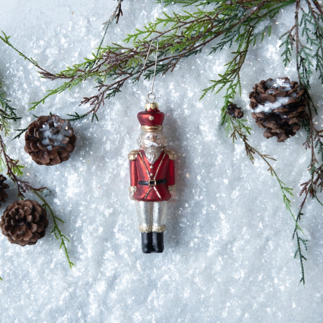Christmas Ragon House 5.75" Dominick Nutcracker Glass Ornament - The Primitive Pineapple Collection