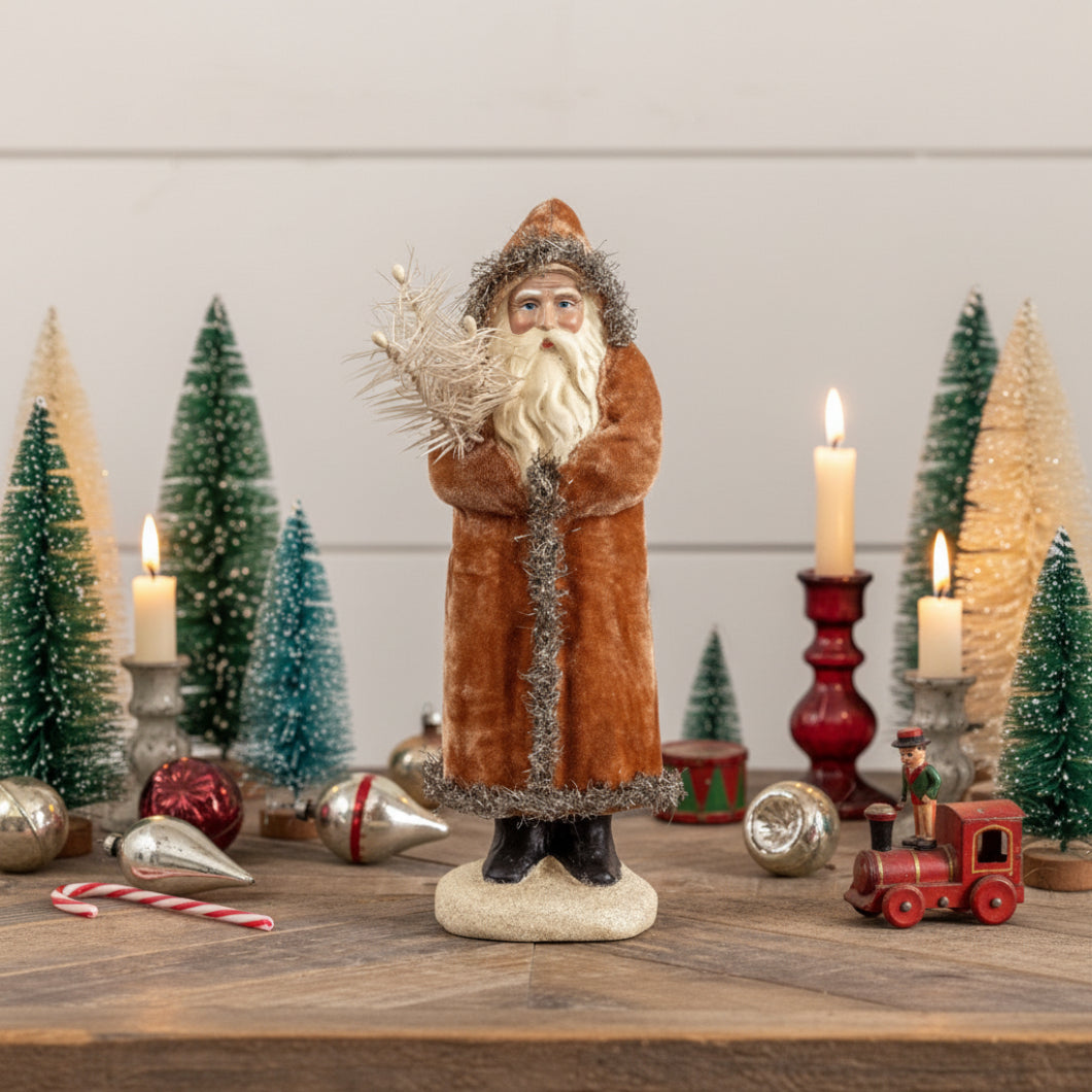 Ragon House Christmas 10" Ginger and Silver Belsnickle Santa w/ Goose Feather - The Primitive Pineapple Collection