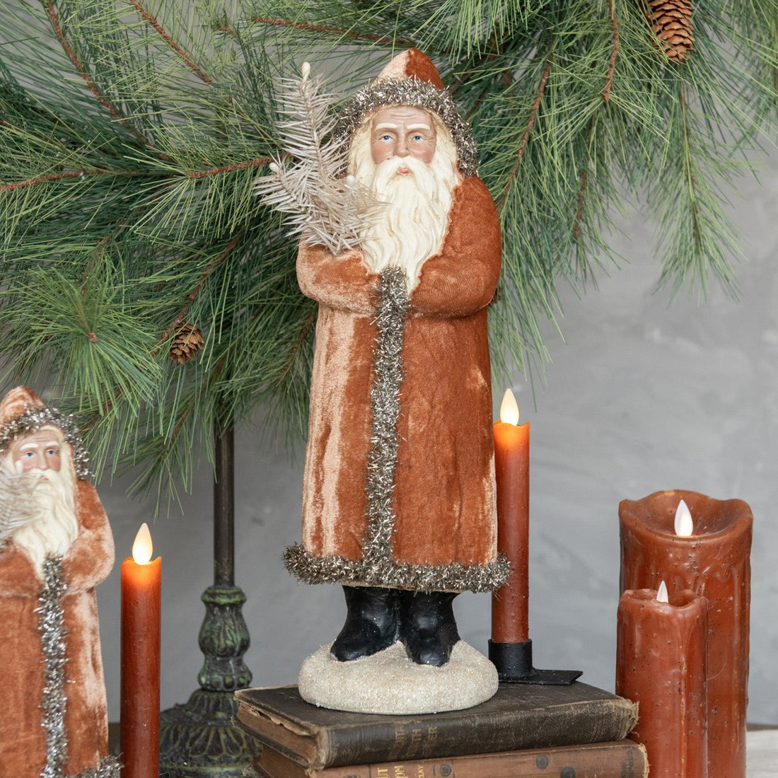 Ragon House Christmas 14" Ginger and Silver Belsnickle Santa w/ Goose Feather - The Primitive Pineapple Collection