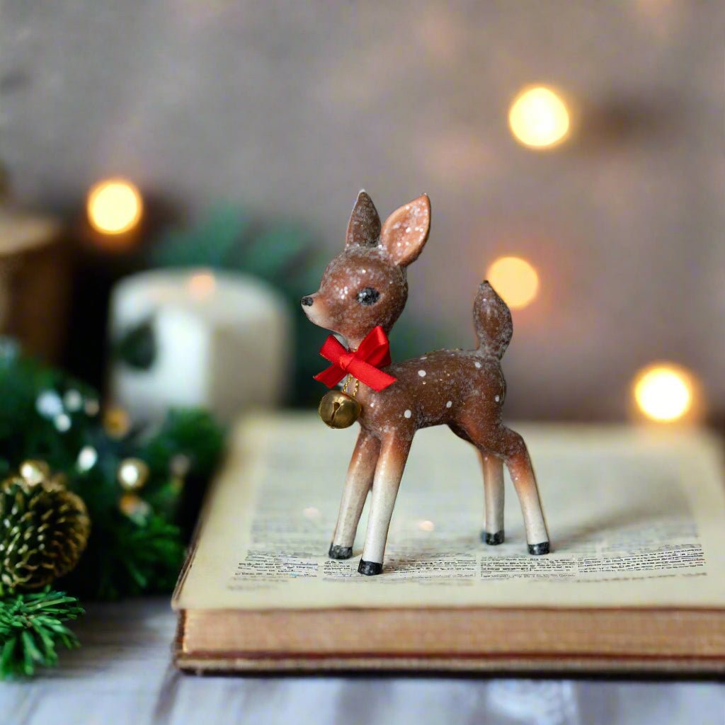 Primitive Christmas Ragon House Retro 5&quot; Brown Deer Figurine - The Primitive Pineapple Collection