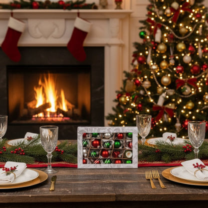 Ragon House 20 pc Christmas 1" Retro Red and Green Glass Ball Ornaments - The Primitive Pineapple Collection