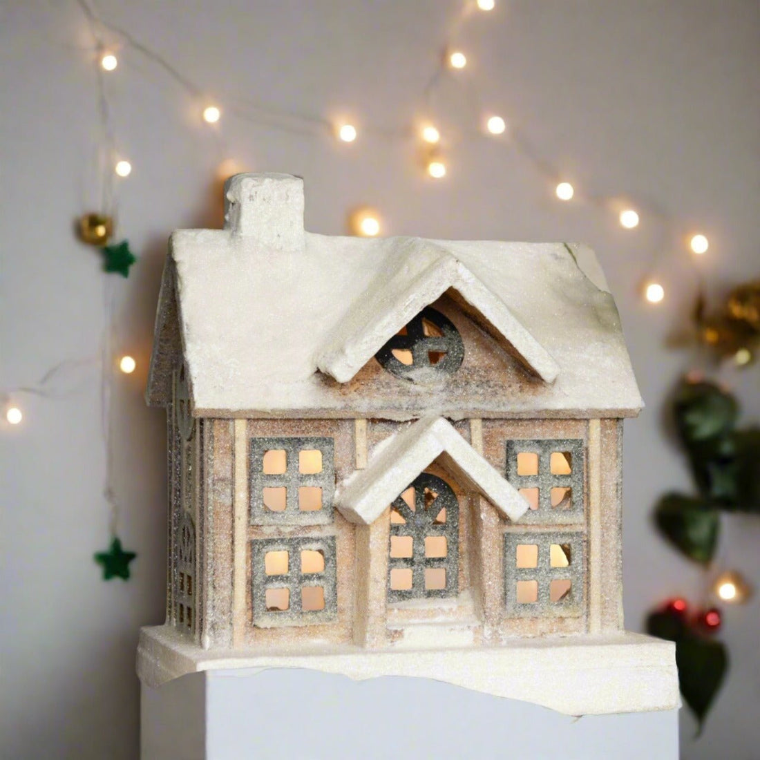 Ragon House Christmas 10.25" Snowy Lighted Wood House - The Primitive Pineapple Collection