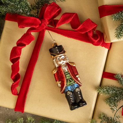 Christmas Ragon House 6.25&quot; Tucker Nutcracker Glass Ornament - The Primitive Pineapple Collection