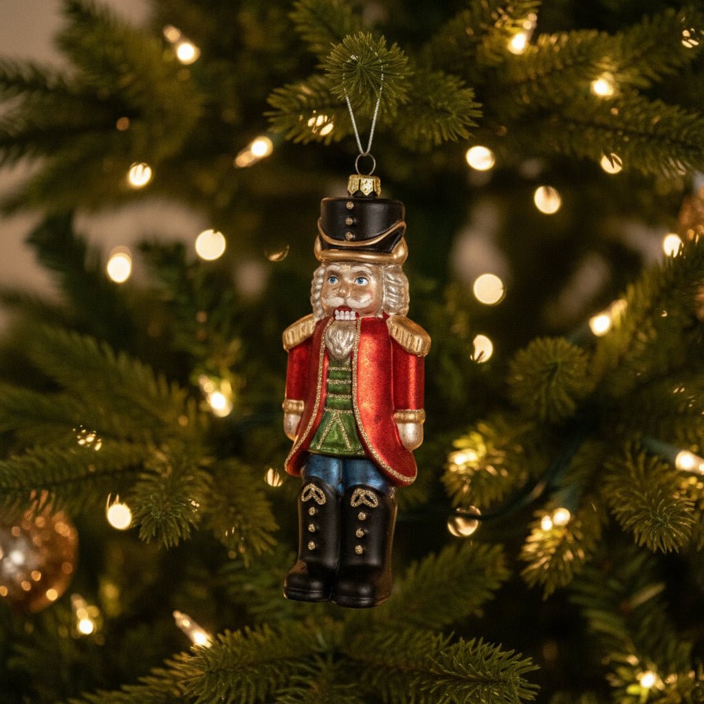 Christmas Ragon House 6.25&quot; Tucker Nutcracker Glass Ornament - The Primitive Pineapple Collection