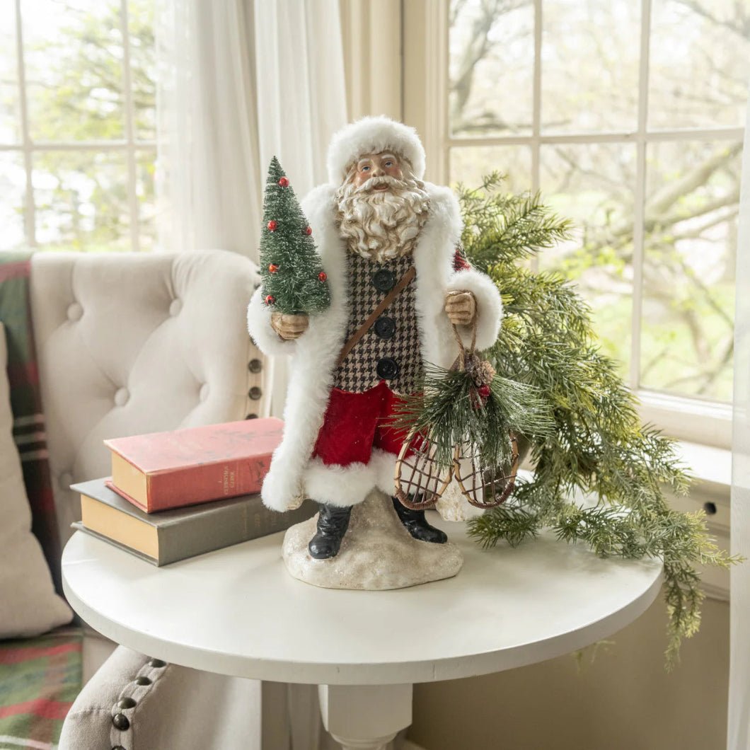 Primitive Christmas Ragon House 14&quot; Santa w/ Snowshoes - The Primitive Pineapple Collection