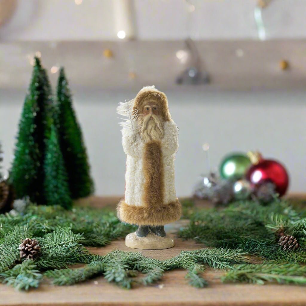 Ragon House Christmas Vintage Look 17.25&quot; Furry White Belsnickle Santa - The Primitive Pineapple Collection