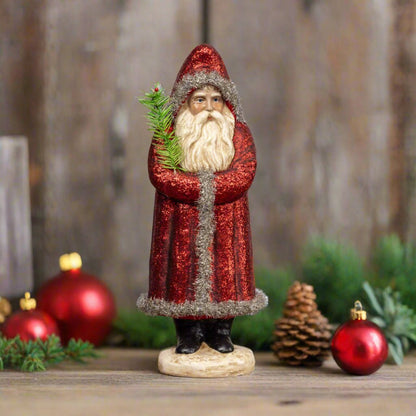 Ragon House Christmas Vintage Look 15.25&quot; Red Silver Belsnickle Santa - The Primitive Pineapple Collection