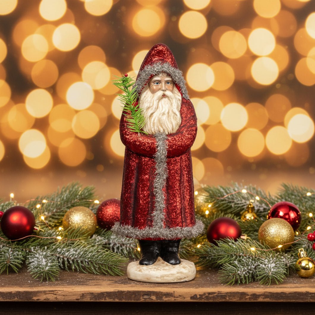 Ragon House Christmas Vintage Look 15.25" Red Silver Belsnickle Santa - The Primitive Pineapple Collection