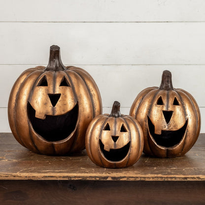 Ragon House 11.5" Gold Big Mouth Jack O Lantern | Primitive Halloween - The Primitive Pineapple Collection