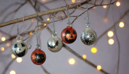 Halloween Ragon House 12 pc Glass Jack O Lantern Glass Ornaments Set - The Primitive Pineapple Collection