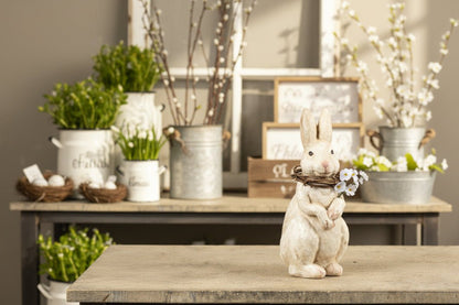 Primitive Ragon House Spring Easter 10.5" Cream Bunny Bunny w/ Grapevine Wreath - The Primitive Pineapple Collection