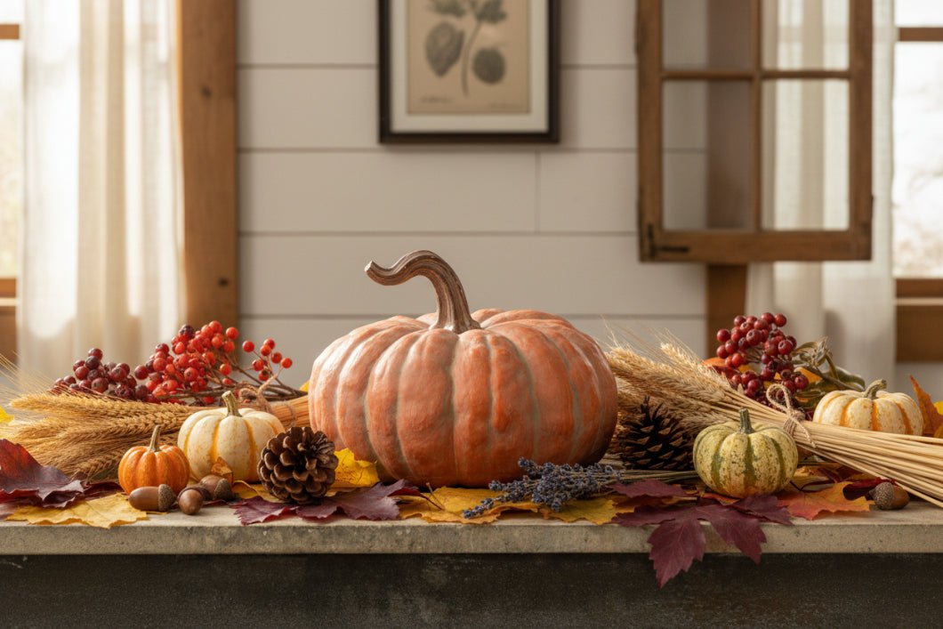 Ragon House Vintage 7" Dusty Orange Pumpkin Halloween Fall - The Primitive Pineapple Collection