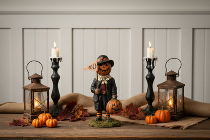 Ragon House Halloween Vintage Look 9" Pumpkin Boy w/ JOL