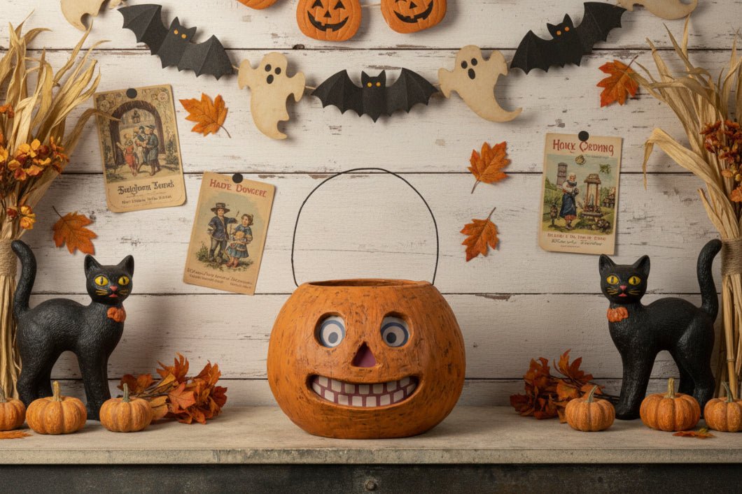 Ragon House Halloween Vintage Look 8" Jack O Lantern Candy Container - The Primitive Pineapple Collection