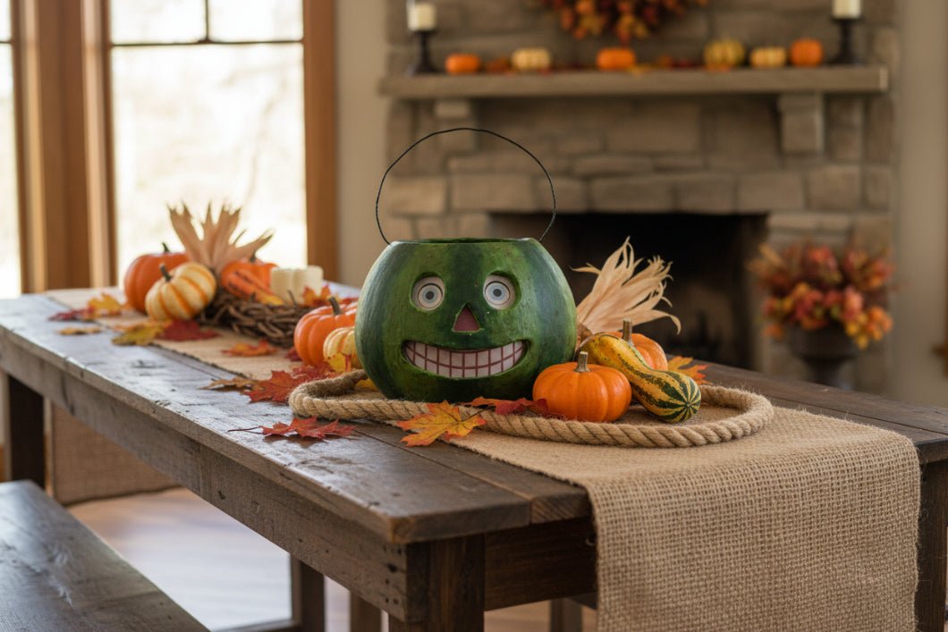 Ragon House Halloween Vintage Look 8" Grinning Watermelon Candy Container - The Primitive Pineapple Collection