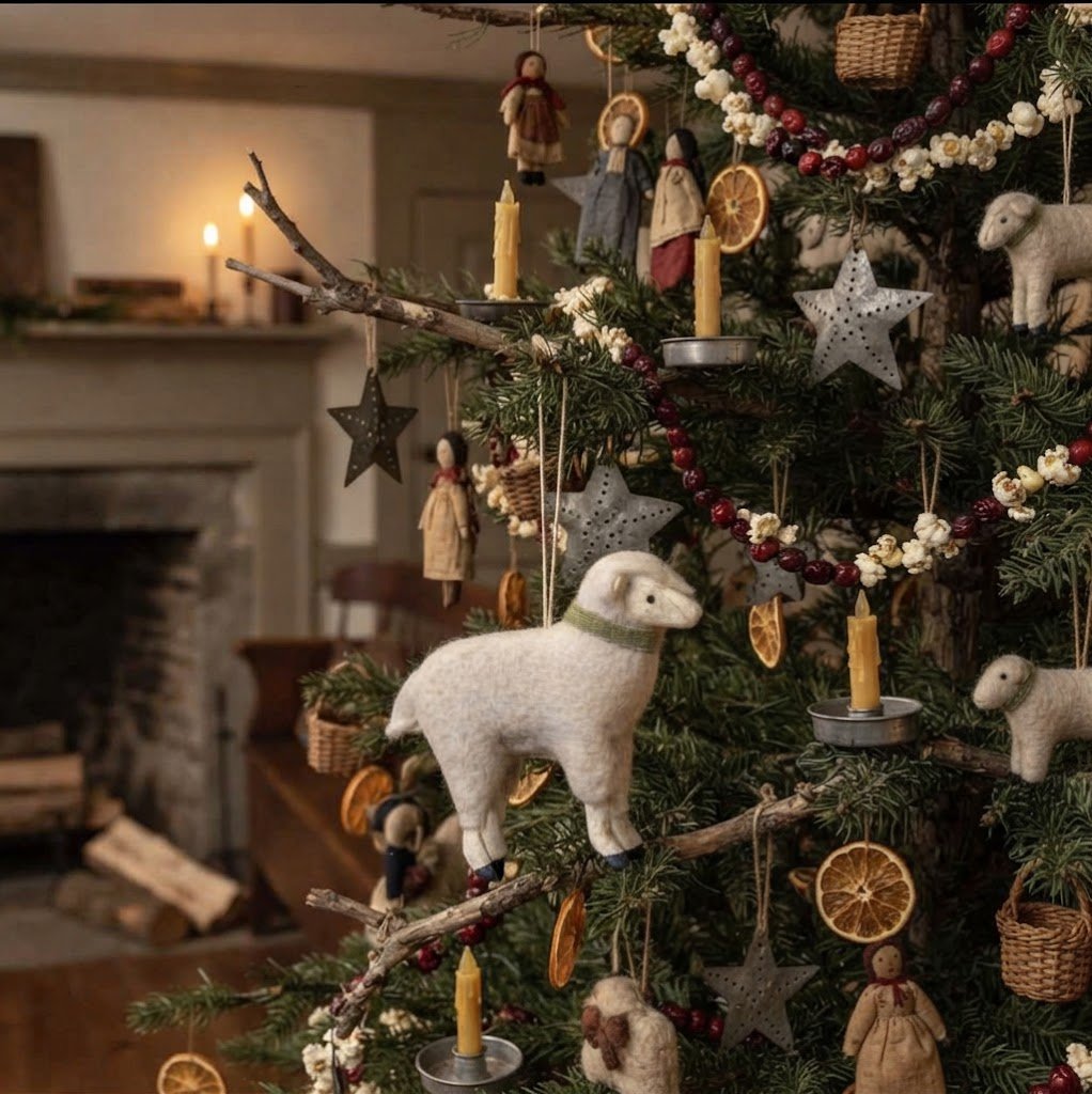 Ragon House Primitive Sheep Christmas Ornament 4.50" - The Primitive Pineapple Collection