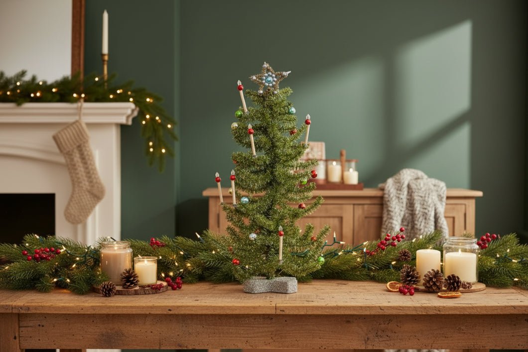 Retro Christmas Ragon House 18" Green Festive Tree - The Primitive Pineapple Collection