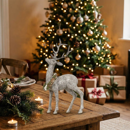 Ragon House 11" Glittered Reindeer with Wreath - The Primitive Pineapple Collection