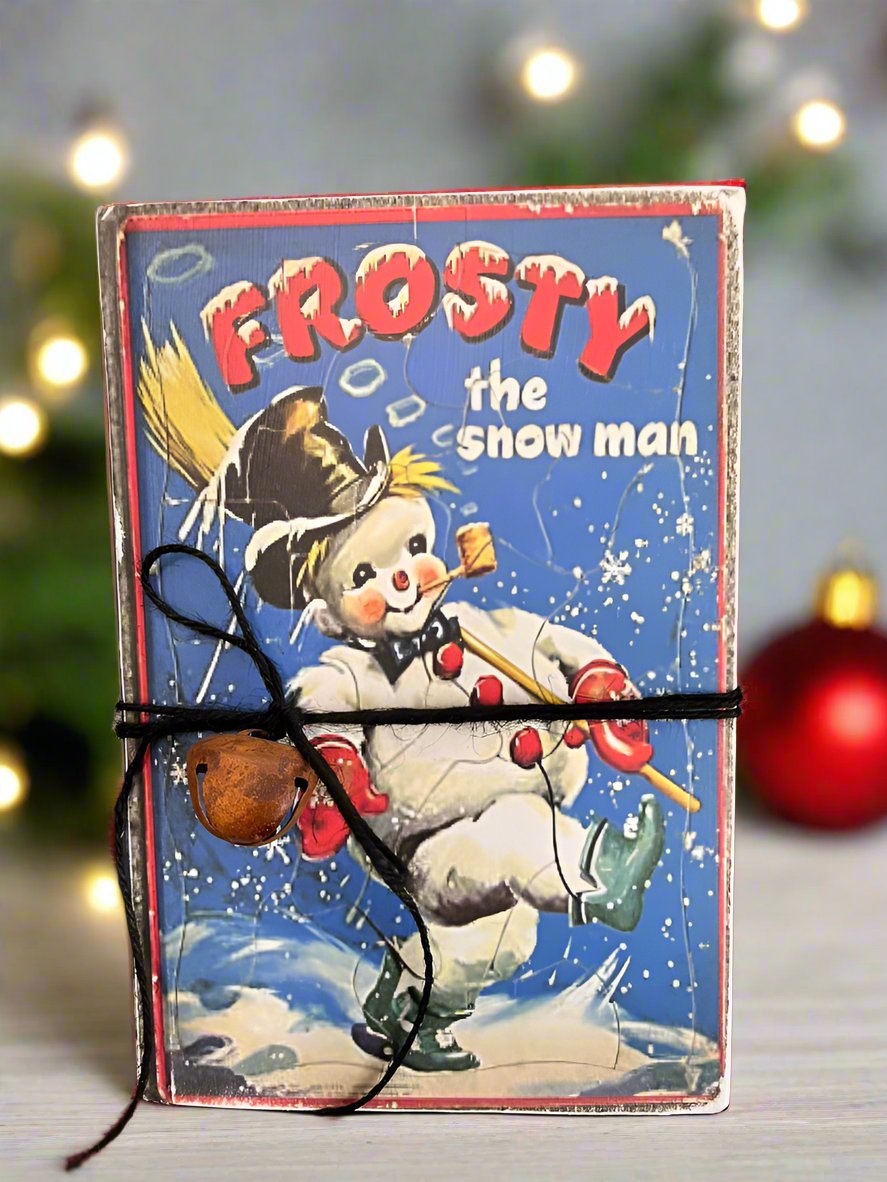 Handcrafted Vintage Look Frosty The Snowman Holiday Book