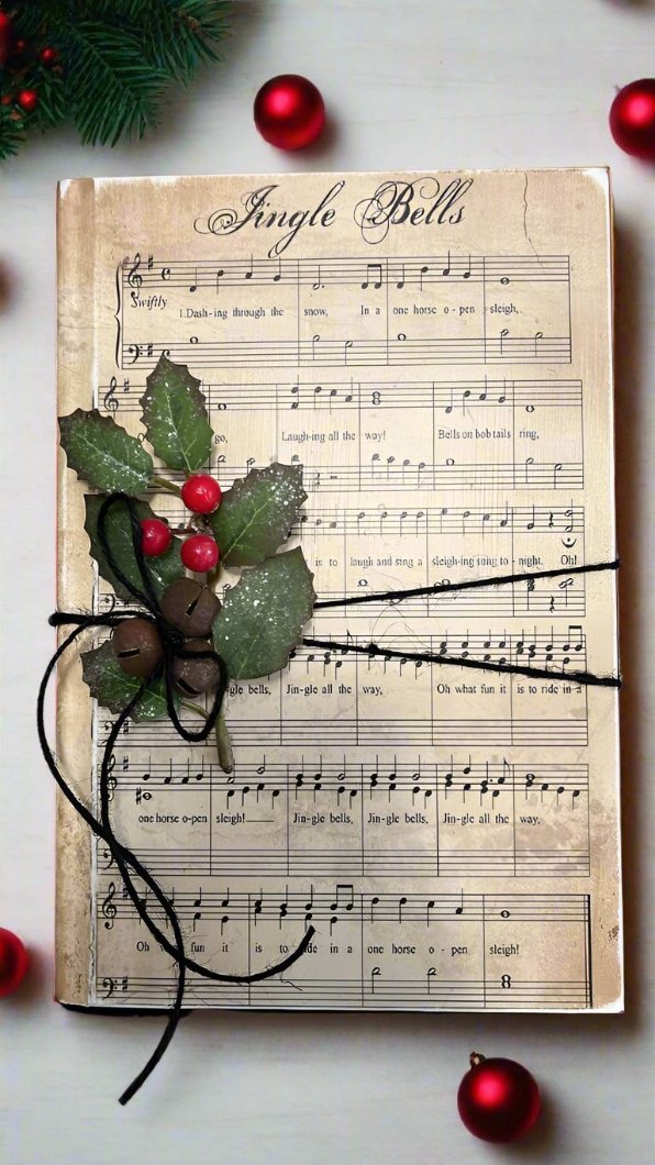 Handcrafted Vintage Look Jingle Bells Holiday Songbook