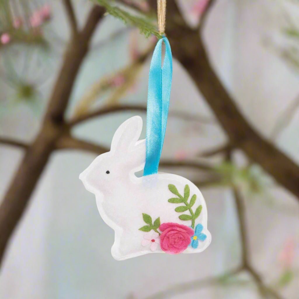 Primitive Country Spring Easter Easter Bunny Rosebud Ornament - The Primitive Pineapple Collection