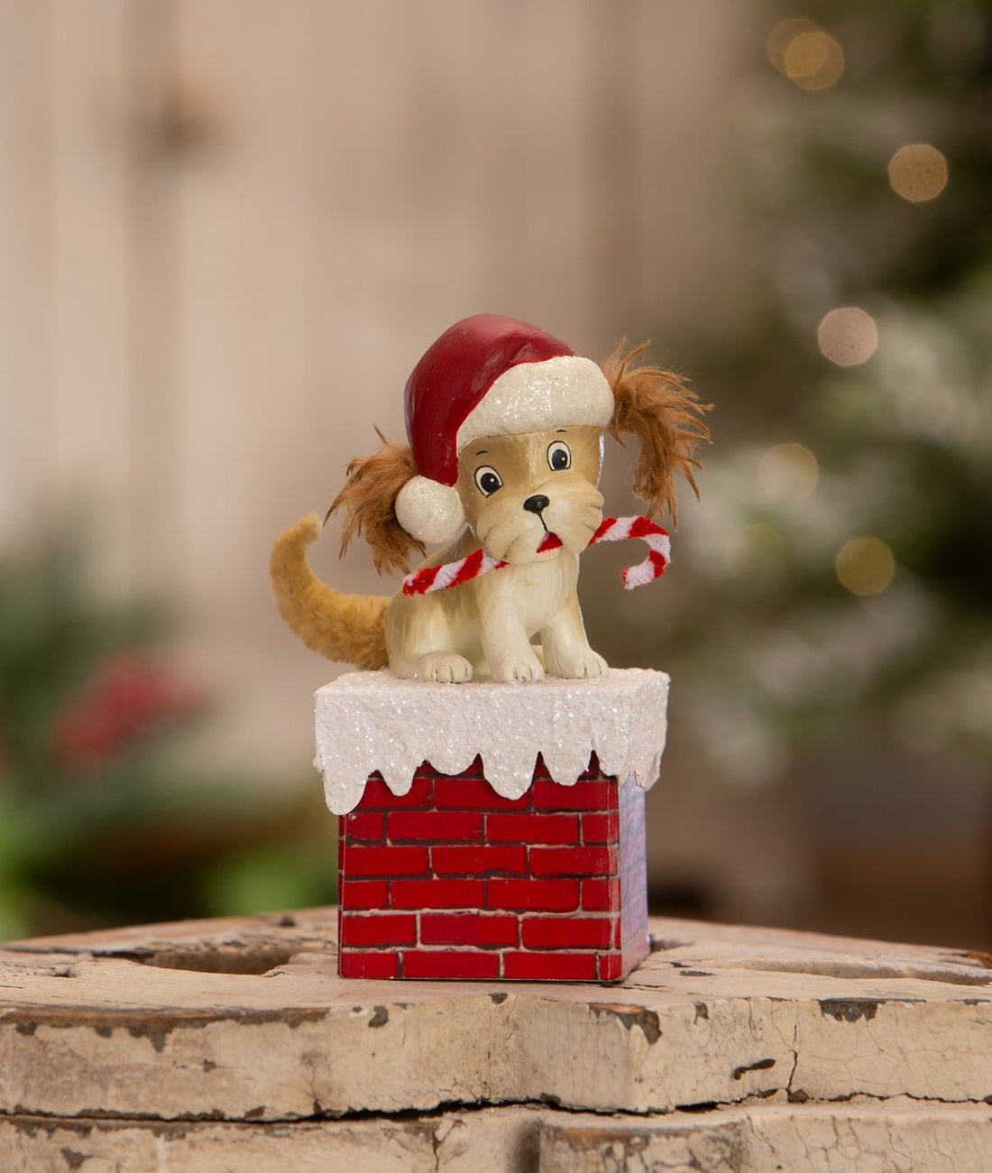 Bethany Lowe Christmas Christmas Puppy On Box TL3368 - The Primitive Pineapple Collection