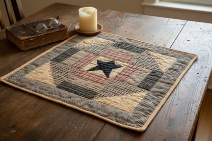 Primitive Farmhouse Star Patchwork Little Quilt 18" Table Topper/Wall Decor - The Primitive Pineapple Collection