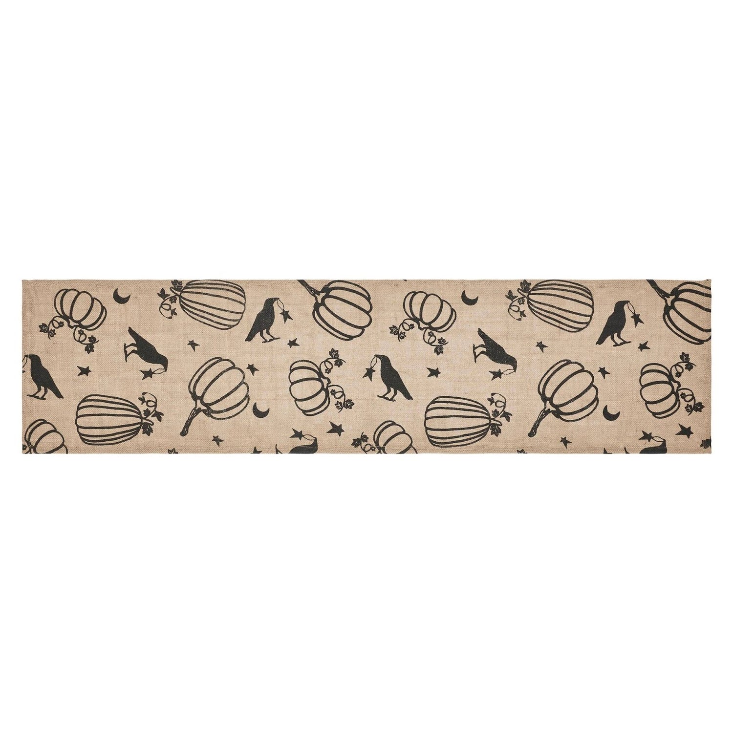 Primitive Fall Halloween Raven Harvest Burlap Jute Runner 12&quot;x48&quot; - The Primitive Pineapple Collection
