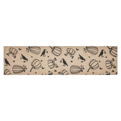 Primitive Fall Halloween Raven Harvest Burlap Jute Runner 12&quot;x48&quot; - The Primitive Pineapple Collection