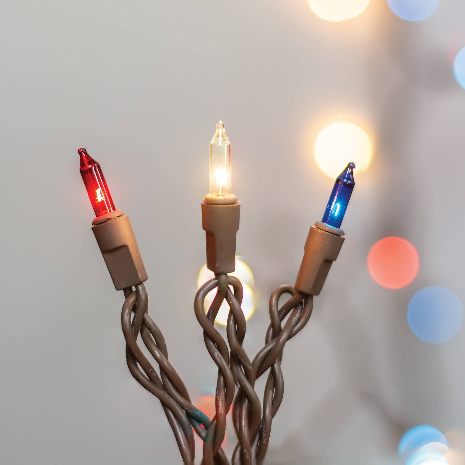 Holiday Americana Patriotic Lights Brown Cord 50 ct. - The Primitive Pineapple Collection
