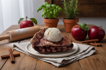 Faux Apple Pie Slice with Scoop Ice Cream - Primitive Farmhouse Kitchen Decor - The Primitive Pineapple Collection