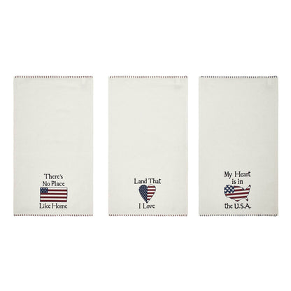 Americana The Land That I Love Americana Tea Towel Set of 3 16x28 - The Primitive Pineapple Collection