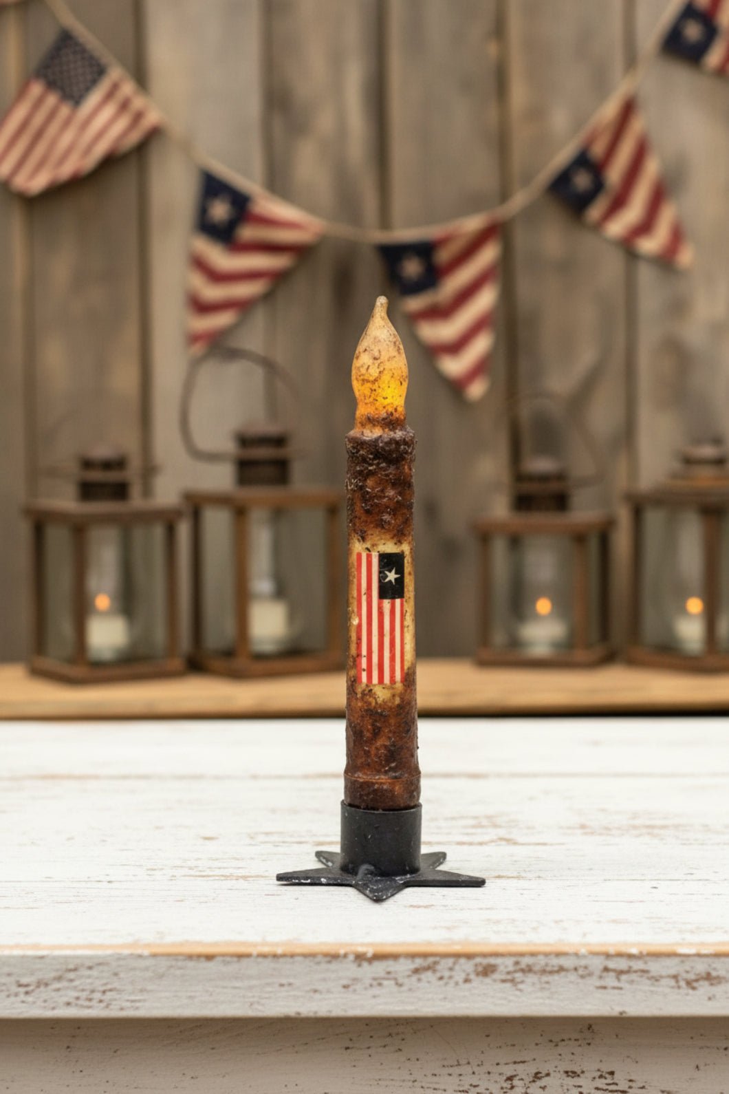 Farmhouse Metal Star Taper Holder - The Primitive Pineapple Collection