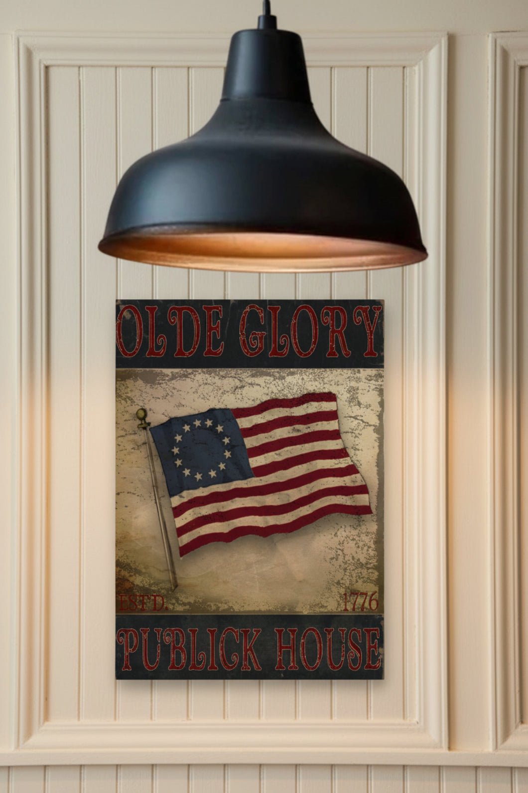 Primitive Olde Glory Publick House 8x12 Metal Sign - The Primitive Pineapple Collection