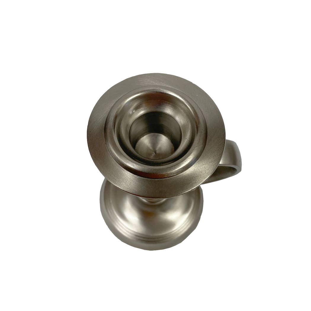 Primitive Reproduction 4 - 1/2&quot; Pewter - Plated Colonial Chamberstick - The Primitive Pineapple Collection