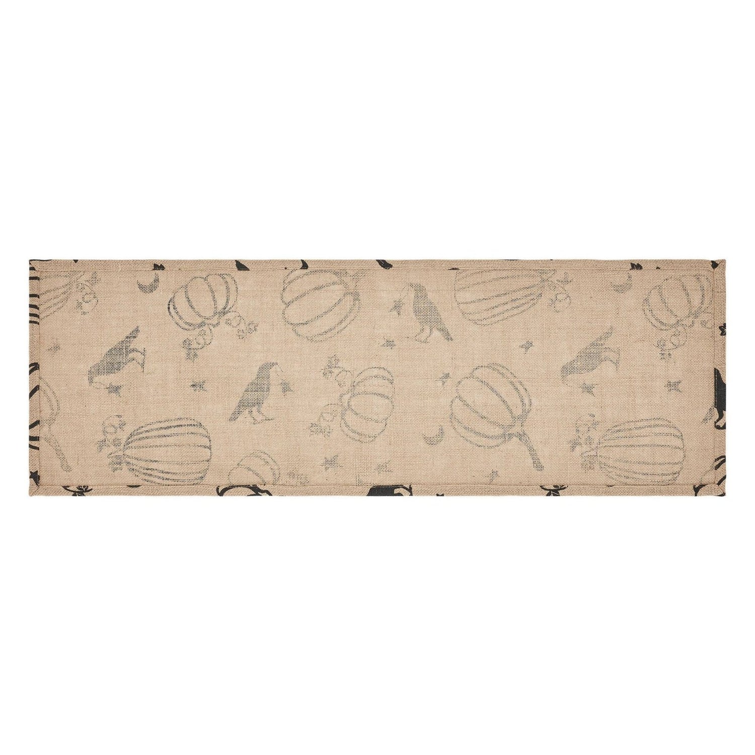 Primitive Fall Halloween Raven Harvest Burlap Jute Runner 12&quot; x 36&quot; - The Primitive Pineapple Collection