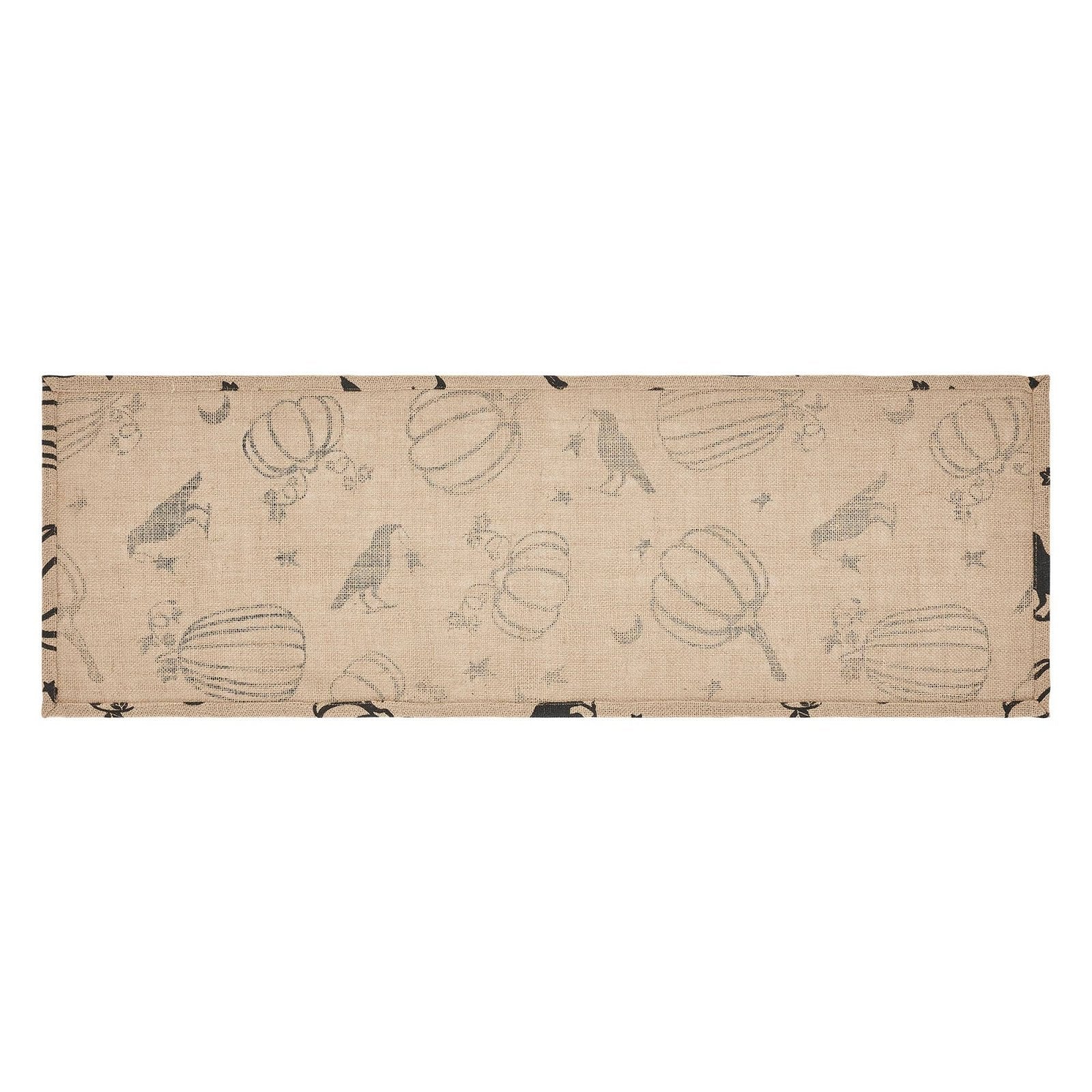 Primitive Fall Halloween Raven Harvest Burlap Jute Runner 12&quot; x 36&quot; - The Primitive Pineapple Collection