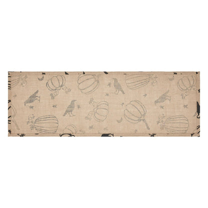 Primitive Fall Halloween Raven Harvest Burlap Jute Runner 12&quot; x 36&quot; - The Primitive Pineapple Collection
