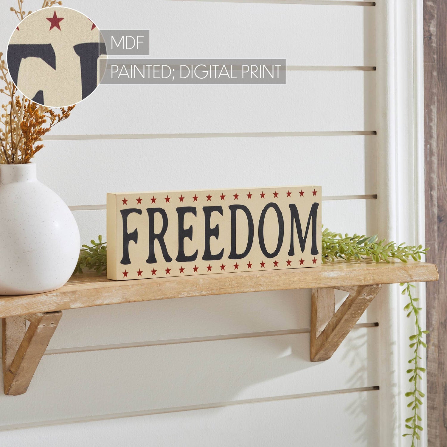 Patriotic FREEDOM Block Sign | Rustic Americana Farmhouse Decor - The Primitive Pineapple Collection